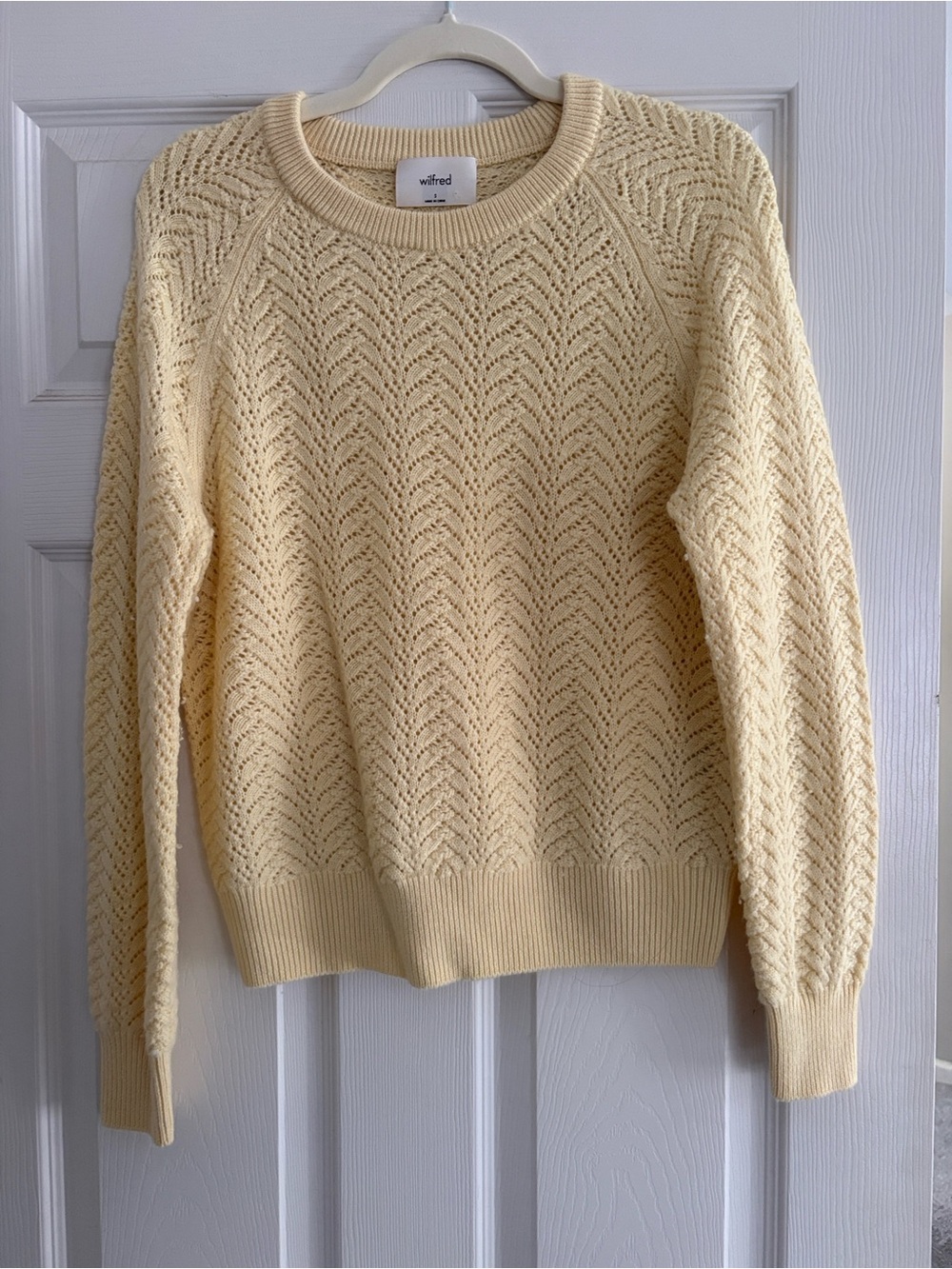 Wilfred Pale Yellow Openwork Crewneck Sweater